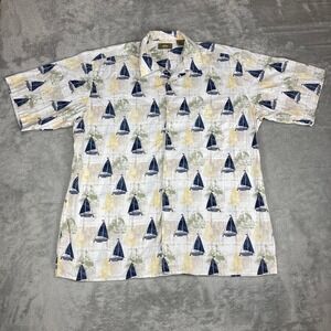 Natural Issue Mens XLT/XGL Tall Sailboat Print Button Up Short Sleeve Shirt